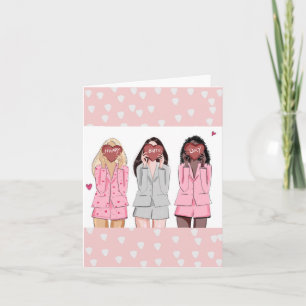 Happy birthday illustration pink girls note card