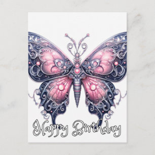Happy Birthday Imaginative Butterfly Design Postcard
