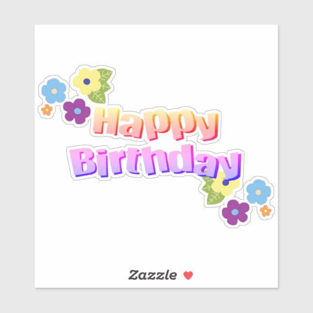 Happy Birthday in Flowers Sticker (Sheet)