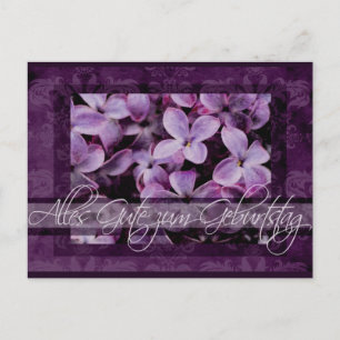 Happy Birthday in German Lilac Blossoms Postcard