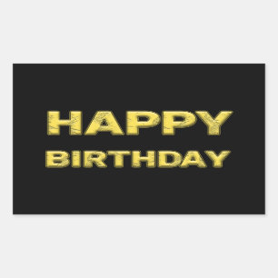 Happy Birthday in golden letters! Rectangular Sticker
