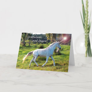 Happy Birthday in Norwegian, Magical Unicorn Card