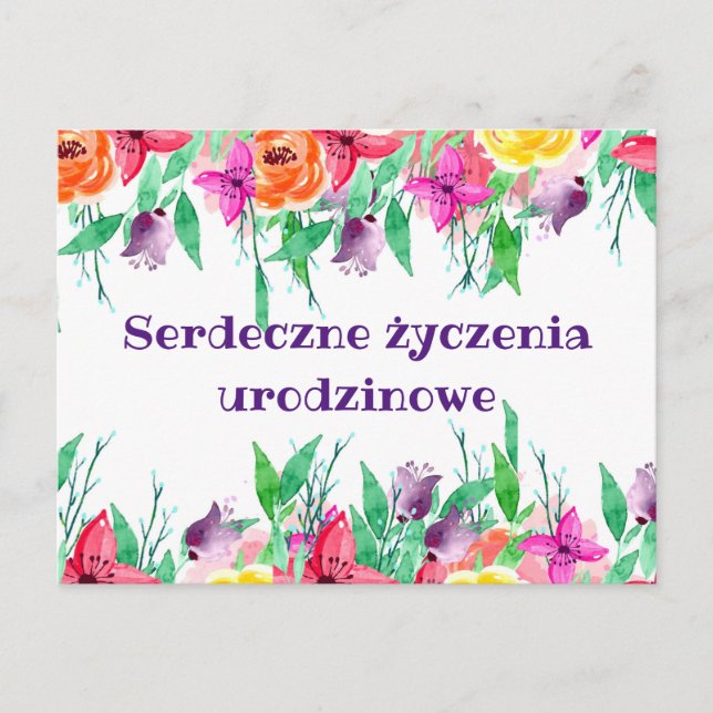 Happy Birthday in Polish urodziny grandma birthday Postcard (Front)