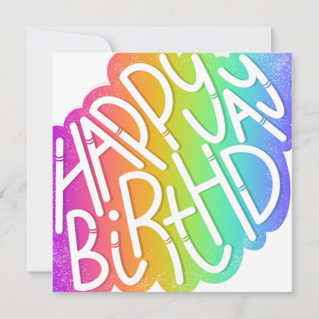 Happy Birthday in Rainbow Quirky Font Card (Front)