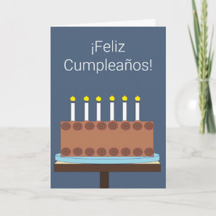 Happy Birthday in Spanish: Blue-grey Card