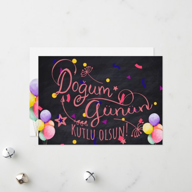 Happy Birthday in Turkish | Turkish Birthday Card (Front/Back In Situ)