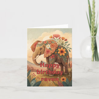 Happy birthday indian elephant foldet card
