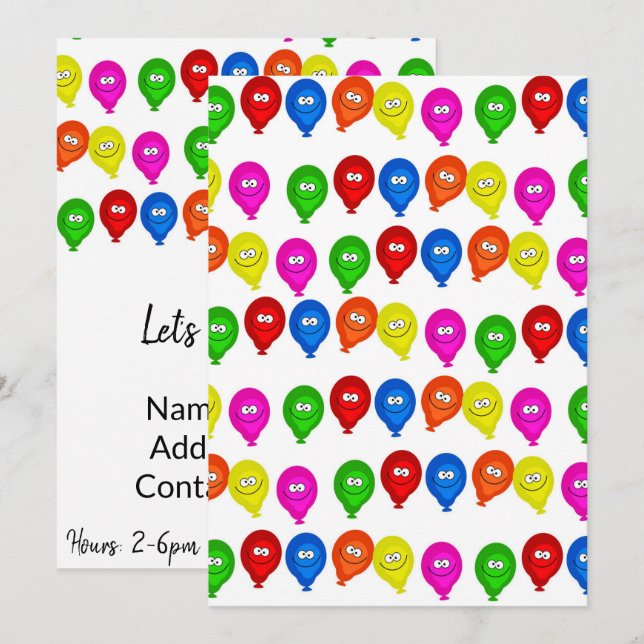 Happy Birthday Invitation Colourful Balloons (Front/Back)