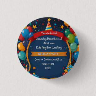 Happy Birthday Invite  3 Cm Round Badge