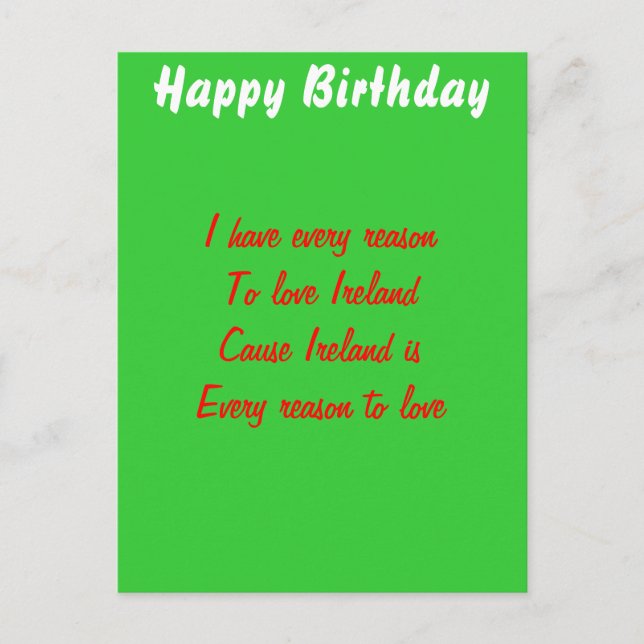 Happy birthday ireland postcard (Front)