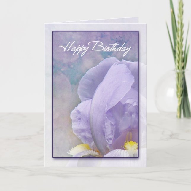 Happy Birthday Iris Greeting Card (Front)