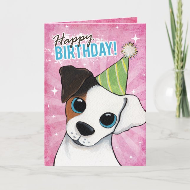 Happy Birthday Jack Russell Party Dog Card (Front)