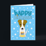 Happy Birthday Jack Russell Terrier Card<br><div class="desc">Whimsical Jack Russell Terrier Birthday Card 
Click the 'customise it' button to change the inside text to your special greeting!</div>