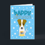 Happy Birthday Jack Russell Terrier Card<br><div class="desc">Whimsical Jack Russell Terrier Birthday Card 
Click the 'customise it' button to change the inside text to your special greeting!</div>