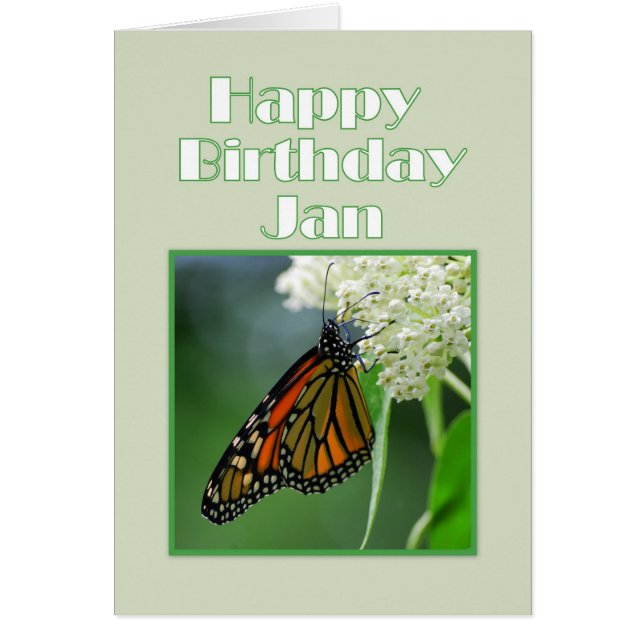 Happy Birthday Jan Monarch Butterfly (Front)