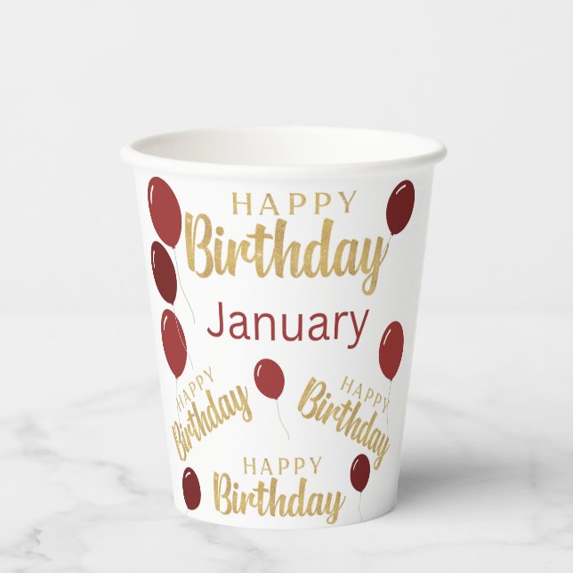 Happy birthday January birthdays Paper cup (Front)