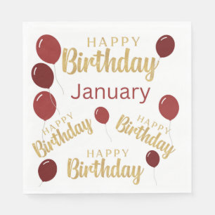 Happy birthday January birthdays Paper Napkin