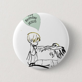 happy birthday jesus 6 cm round badge