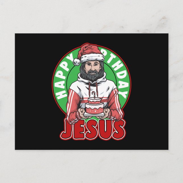 Happy Birthday Jesus Cake Xmas Merry Christmas Gif Postcard (Front)