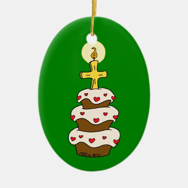 Happy Birthday Jesus Ceramic Tree Decoration (Front)