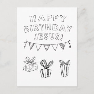 Happy Birthday Jesus Christian Children's Colourin Postcard