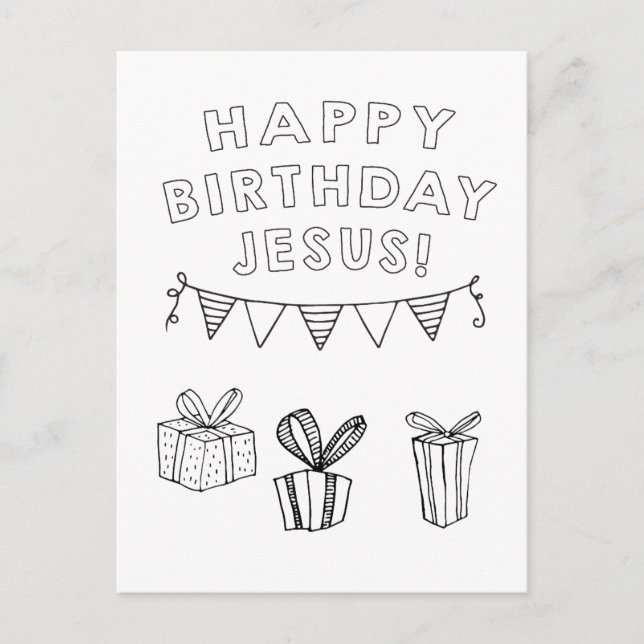 Happy Birthday Jesus Christian Children's Colourin Postcard (Front)