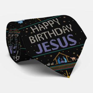 Happy Birthday Jesus Christian Christmas Christ Tie
