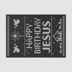 Happy Birthday Jesus Christian Christmas Sweater Tissue Paper