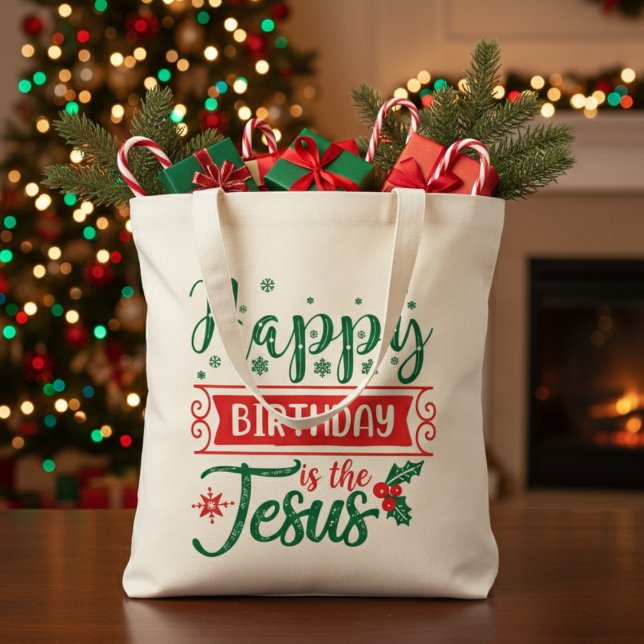 Happy Birthday Jesus Christian Christmas Tote Bag (Happy Birthday Jesus Christian Christmas Tote Bag)