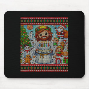Happy Birthday Jesus Christian Christmas Ugly Xmas Mouse Pad