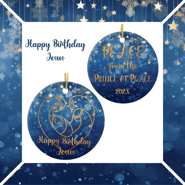 Happy Birthday Jesus Christmas Ceramic Ornament (Creator Uploaded)