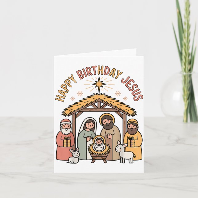 Happy Birthday Jesus Christmas Christian Outfit To Card (Front)