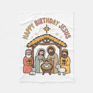 Happy Birthday Jesus Christmas Christian Outfit To Fleece Blanket