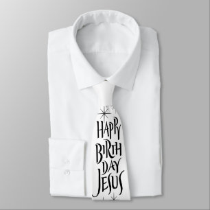 Happy Birthday Jesus Christmas Lettering Christian Tie
