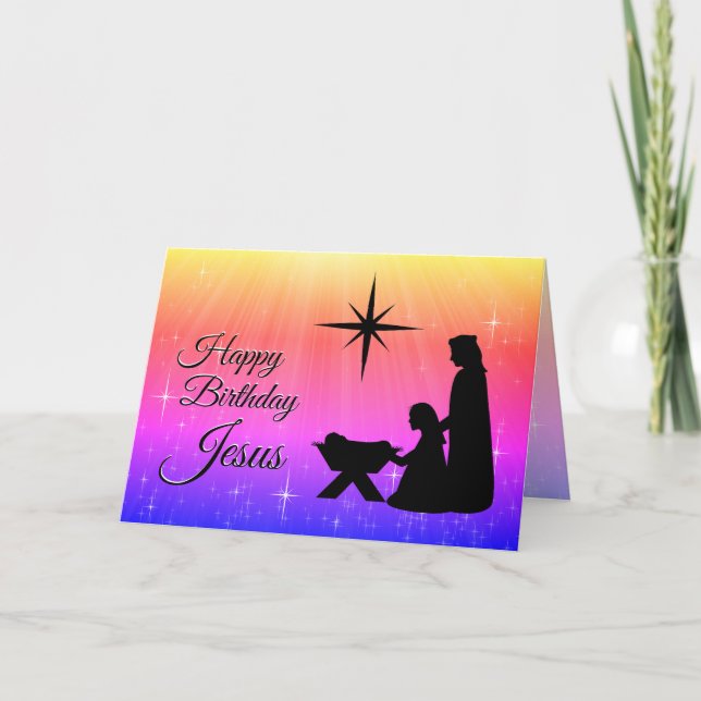 Happy Birthday Jesus,  Christmas Nativity Holiday Card (Front)