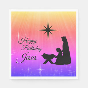 Happy Birthday Jesus, Christmas Nativity Napkin