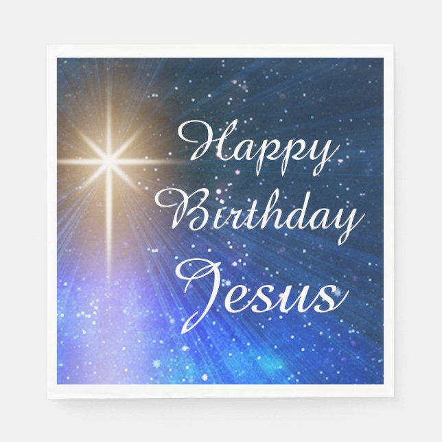 Happy Birthday Jesus Christmas Paper Napkins (Front)