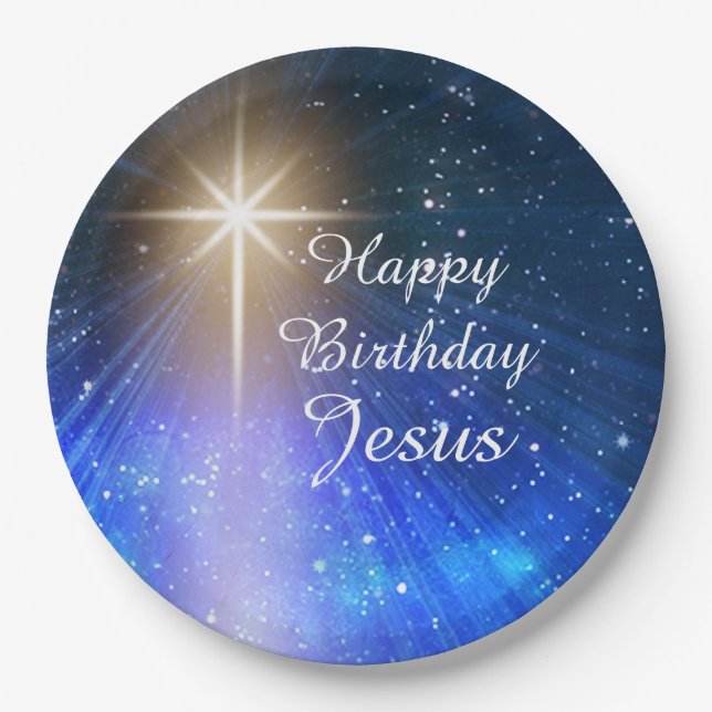 Happy Birthday Jesus Christmas Paper Plates (Front)