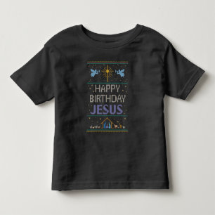 Happy Birthday Jesus Christmas Purple Christian Toddler T-Shirt