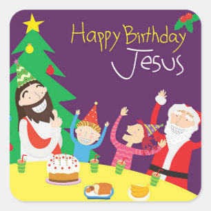 Happy Birthday Jesus Christmas Square Sticker
