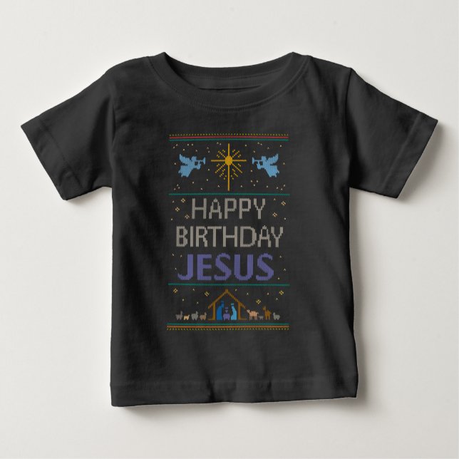 Happy Birthday Jesus Christmas Sweater Christian (Front)
