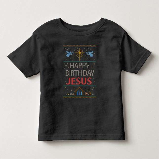 Happy Birthday Jesus Christmas Sweater Christian  (Front)