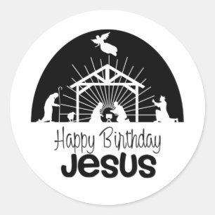 Happy Birthday Jesus Classic Round Sticker