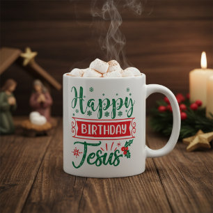Happy Birthday Jesus Festive Christmas Coffee Mug