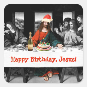 Happy Birthday, Jesus! Funny Christmas Square Sticker