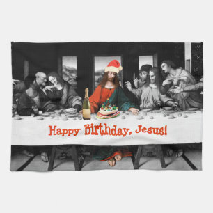 Happy Birthday, Jesus! Funny Christmas Tea Towel