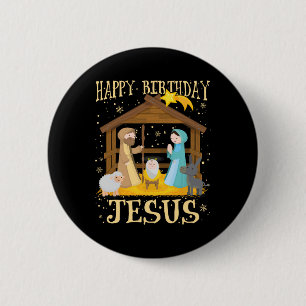 Happy Birthday Jesus Matching Family Xmas Pyjamas  6 Cm Round Badge