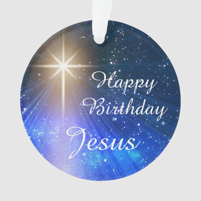 Happy Birthday Jesus Ornament with Christmas Star (Front)