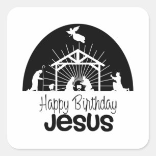 Happy Birthday Jesus Square Sticker
