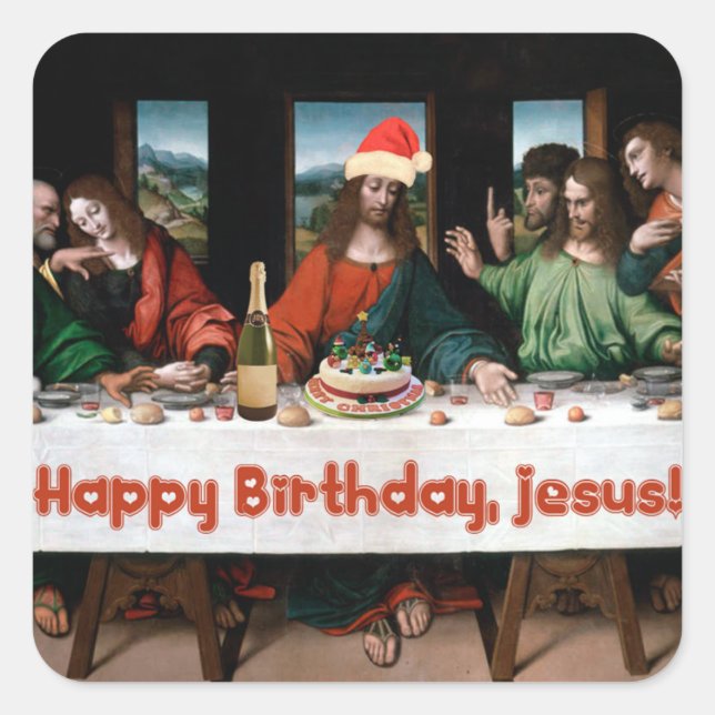 Happy Birthday, Jesus! Square Sticker (Front)